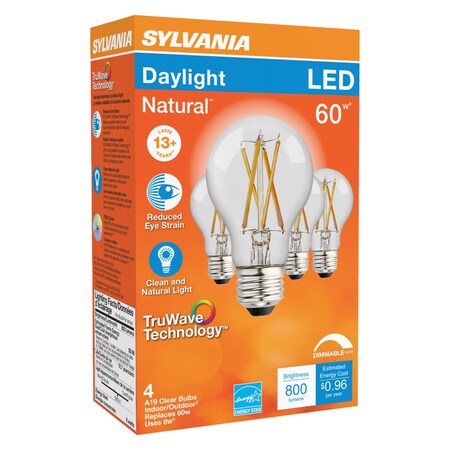 Sylvania Sylvania TruWave A19 E26 (Medium) LED Bulb Daylight 60 Watt Equivalence 4 pk 49827